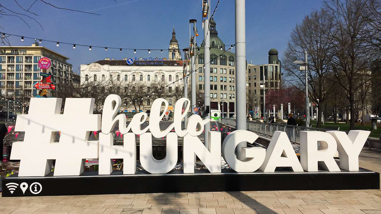 Hello Hungary Sign, Budapest, Hungary