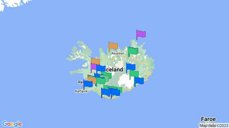 Iceland Landmarks Map