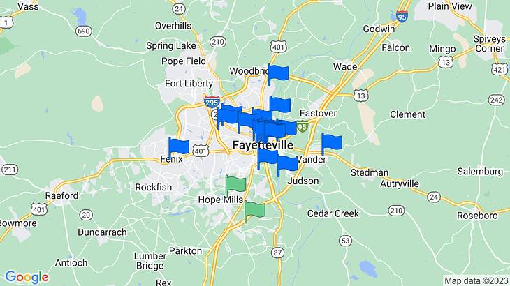 Fayetteville Things to Do Map