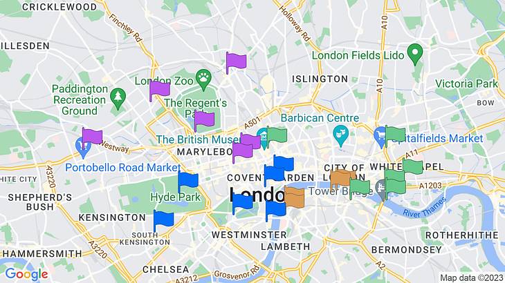 London 4-Day Itinerary Map