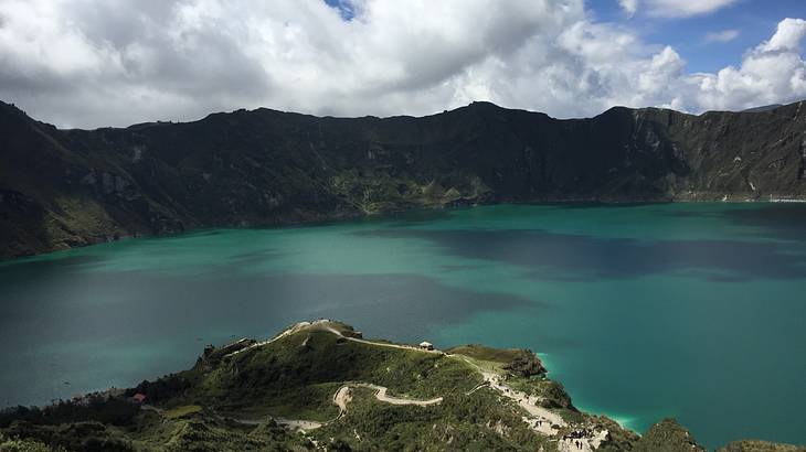 3 Days in Quito Itinerary - A view of Lake Quilotoa in Ecuador during day time