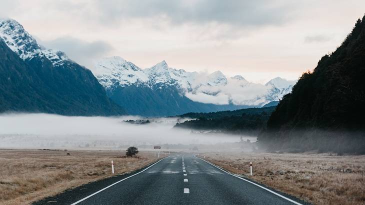 Early morning along the Milford Highway, Fiordland National Park, NZ