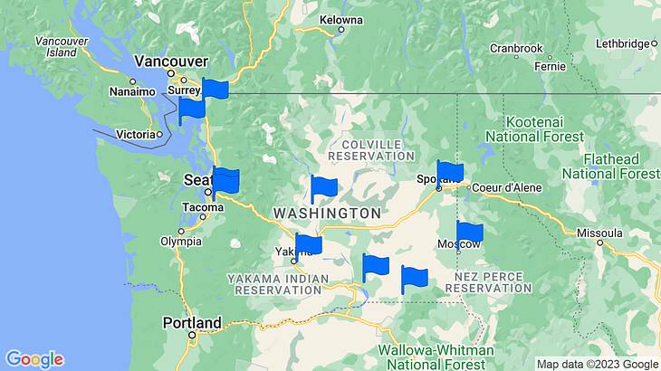 Airports in Washington State Map