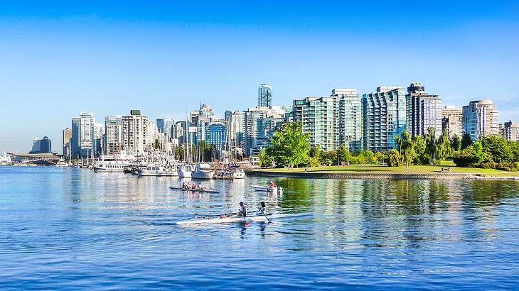 Kayaking around Stanley Park is one of many fun Vancouver date ideas