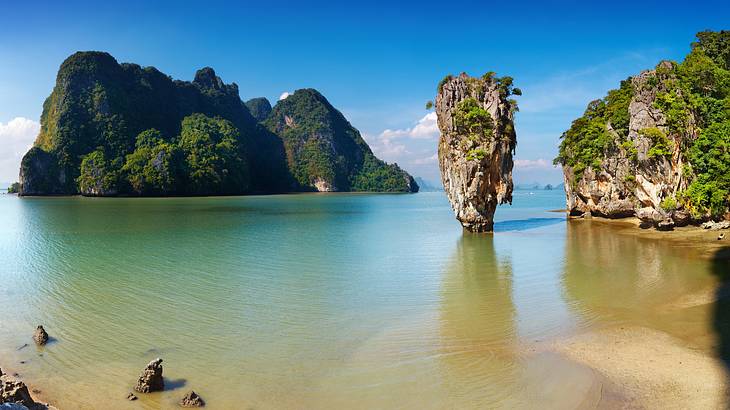Side view of the stunning James Bond Island, a must for your Thailand bucket list