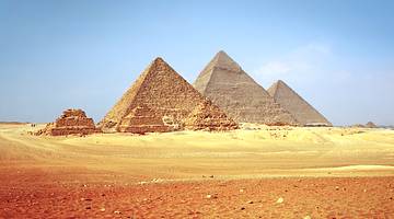 The Pyramids of Giza on a sunny day, iconic Egypt landmarks