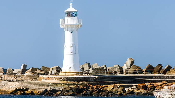 Lighthouse situated on rocks in Wollongong, New South Wales, Australia