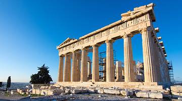 The Parthenon with many columns, one of the most famous landmarks in Athens, Greece