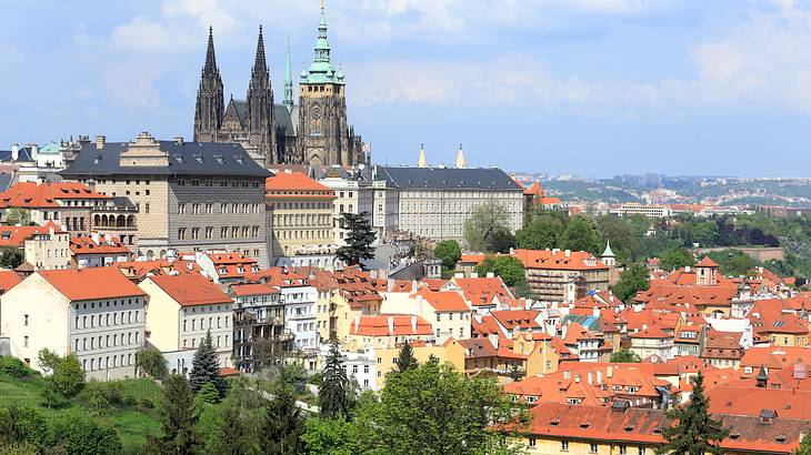 Visiting Prague Castle at night is a romantic thing to do in Prague for couples