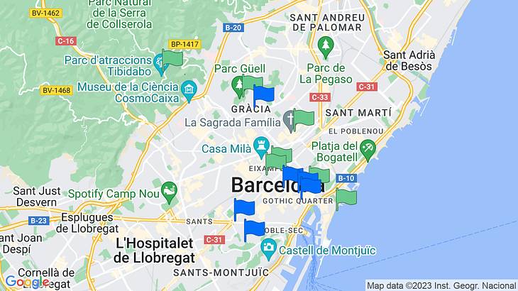 Barcelona 2-Day Itinerary Map