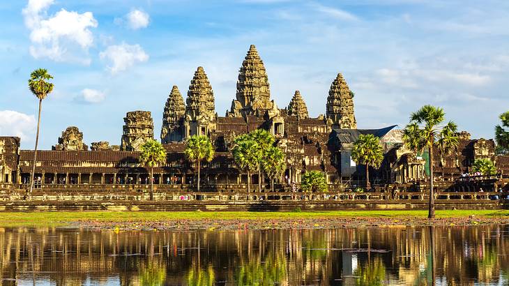 Angkor Wat temple reflected in water, a must for a 3 day Siem Reap itinerary