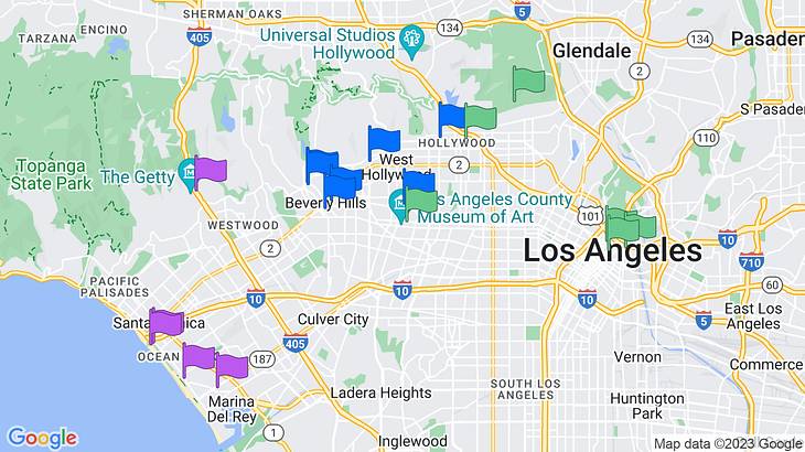 Los Angeles 3-Day Itinerary Map