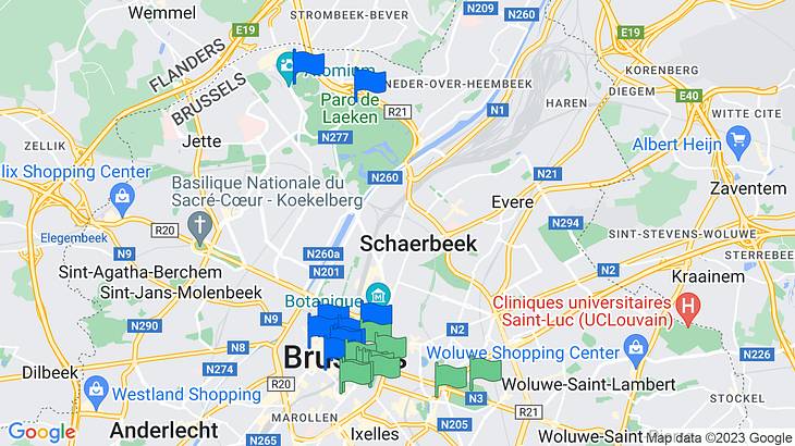 Brussels 2-Day Itinerary Map