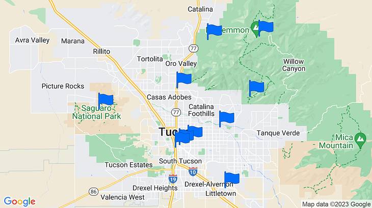 Tucson Landmarks Map