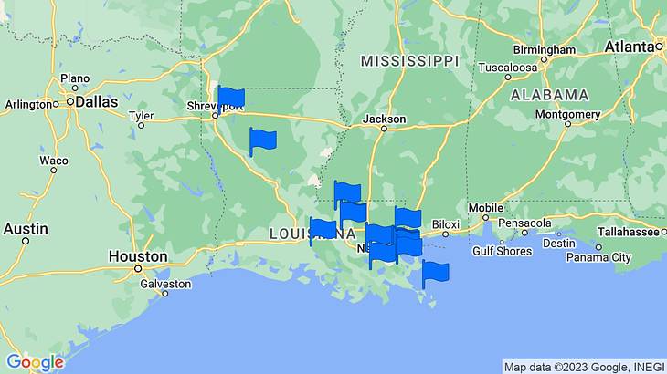 Louisiana Landmarks Map