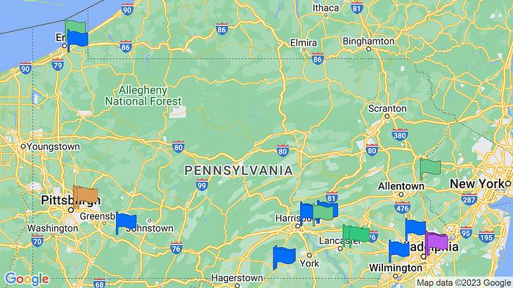 Pennsylvania Date Ideas Map