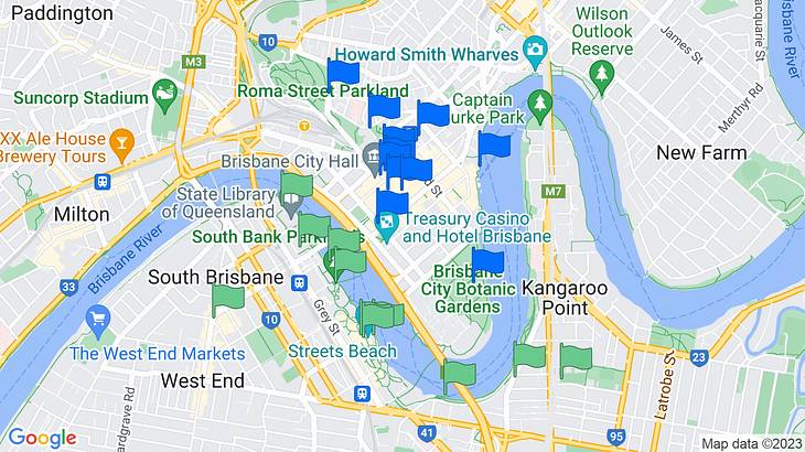 Brisbane 2-Day Itinerary Map