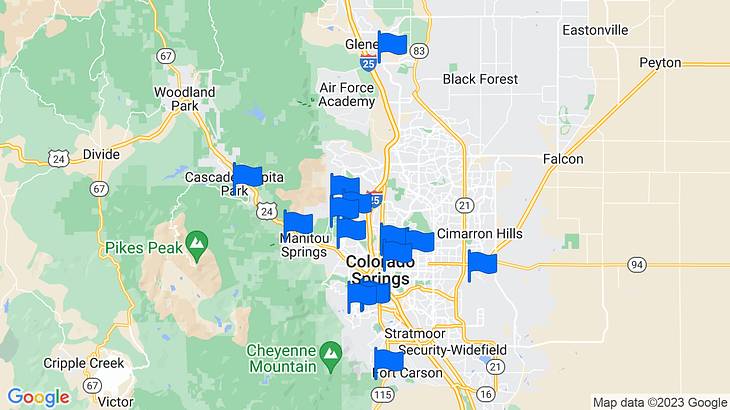 Colorado Springs Landmarks Map