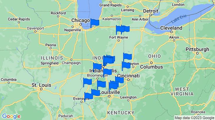 Indiana Landmarks Map