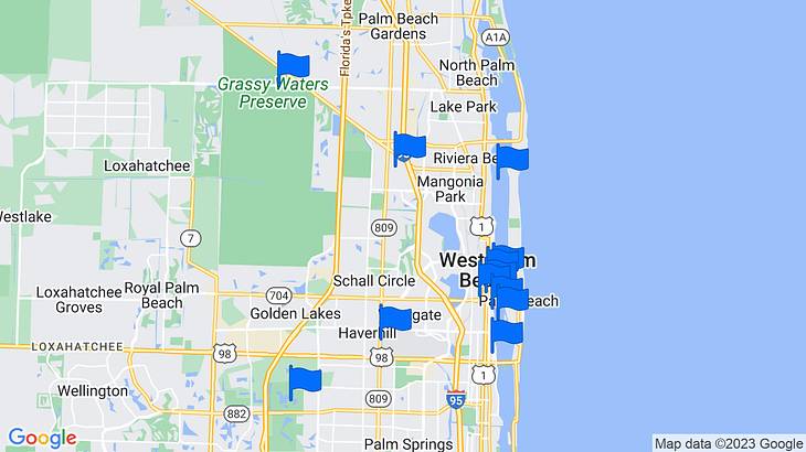 West Palm Beach Landmarks Map