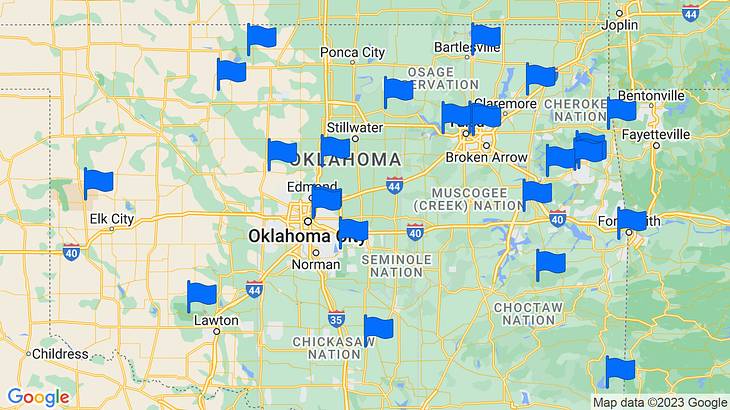 Oklahoma Landmarks Map