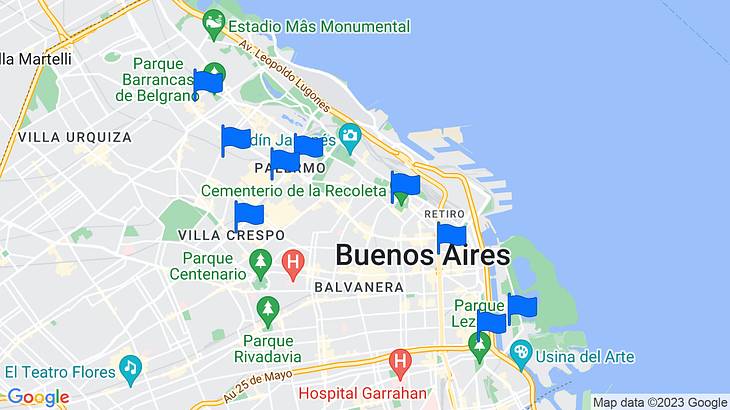 Buenos Aires Places to Stay Map