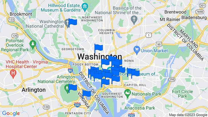 Washington, DC Landmarks Map