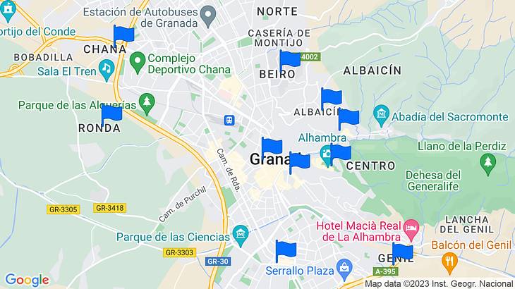 Granada Places to Stay Map