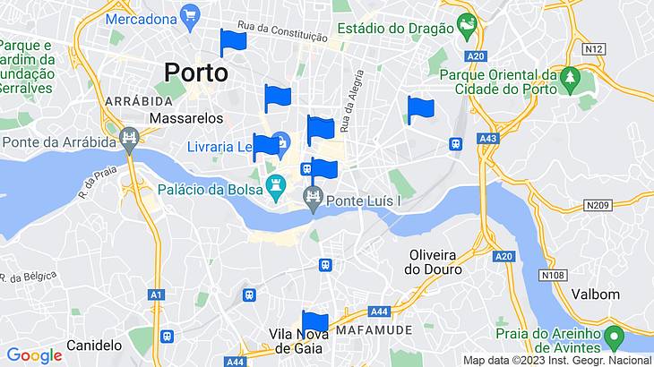 Porto Places to Stay Map