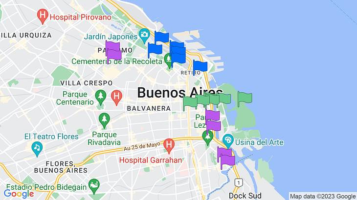 Buenos Aires 3-Day Itinerary Map