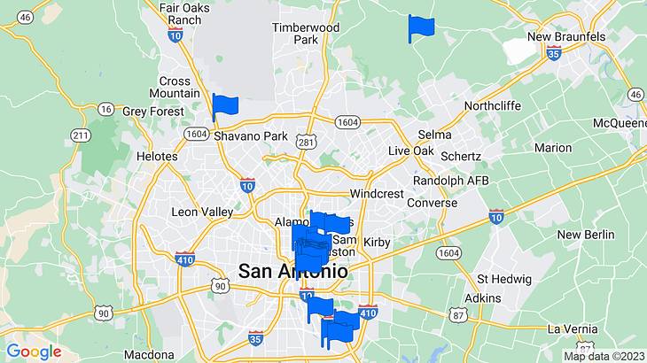 San Antonio Landmarks Map