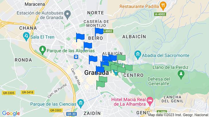 Granada 2-Day Itinerary Map