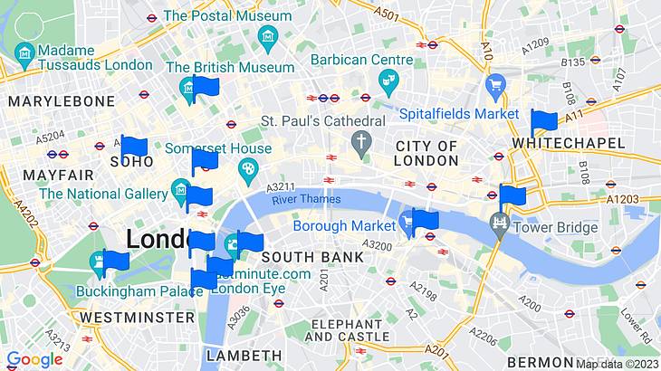 London Things to Do Map