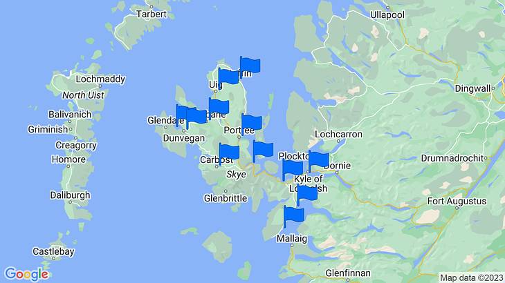 Isle of Skye Places to Stay Map