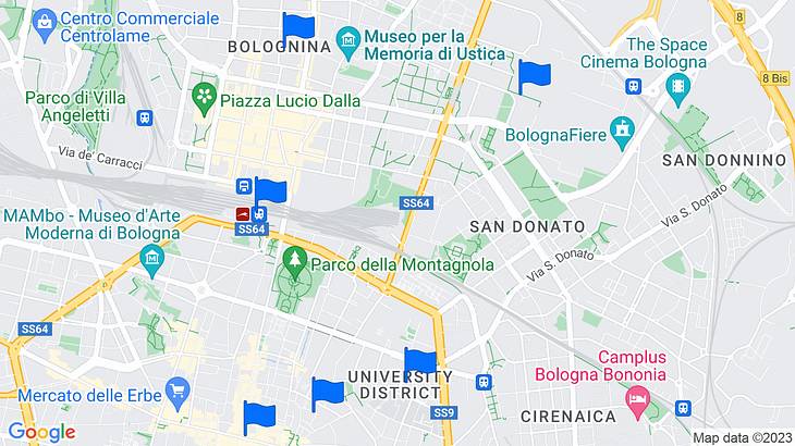 Bologna Places to Stay Map