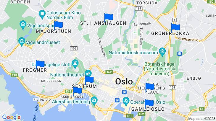 Oslo Places to Stay Map