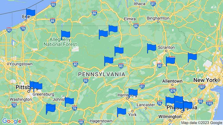Pennsylvania Landmarks Map