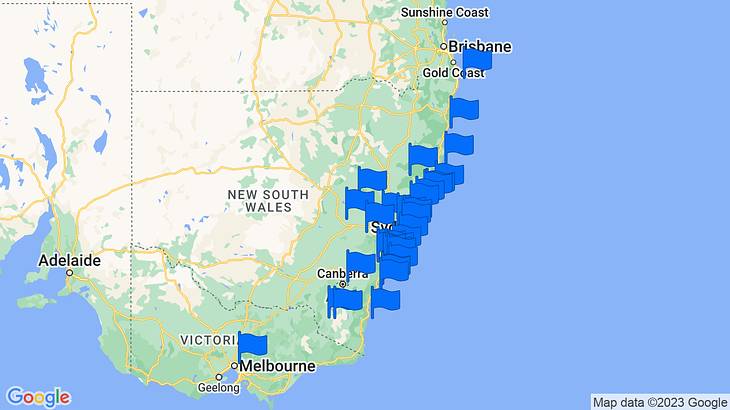 Sydney Weekend Getaways Map