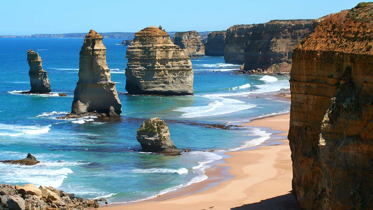 One of the Australian landmarks to see is 12 Apostles along the Great Ocean Road