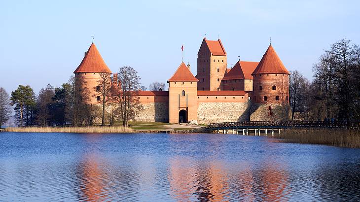 Trakai Island Castle, seen from the other side of the lake, Lithuania