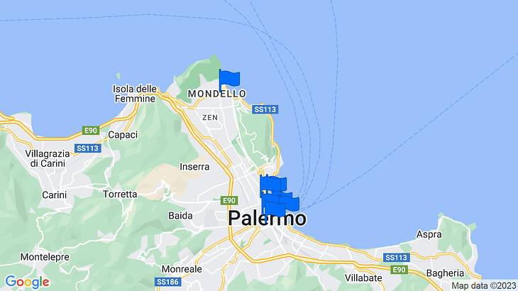 Palermo Places to Stay Map