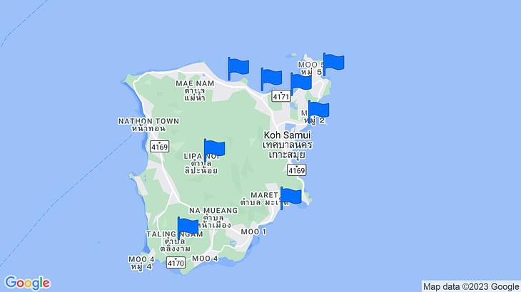 Koh Samui Places to Stay Map