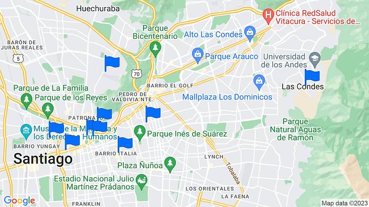 Santiago Places to Stay Map