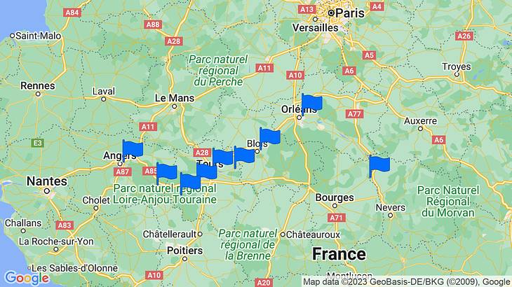 Pays de la Loire Places to Stay Map