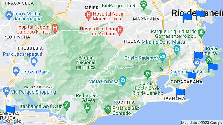 Rio de Janeiro Places to Stay Map