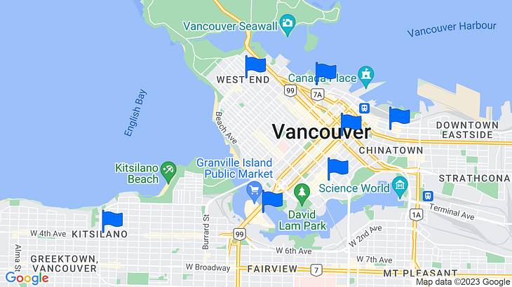 Vancouver Places to Stay Map