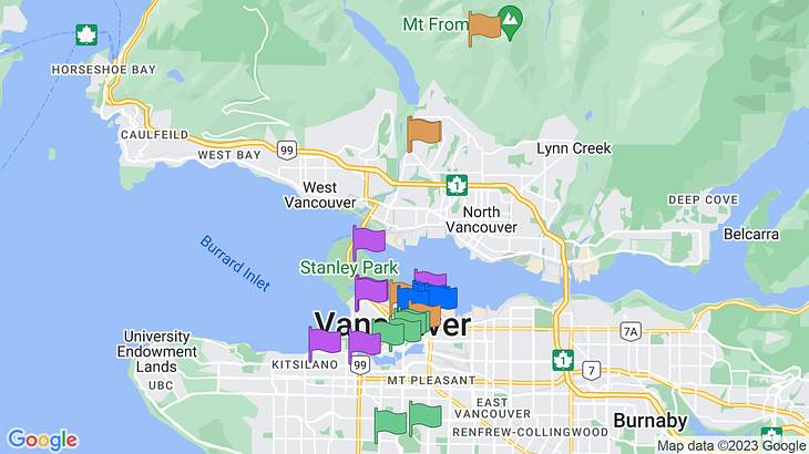 Vancouver 4-Day Itinerary Map