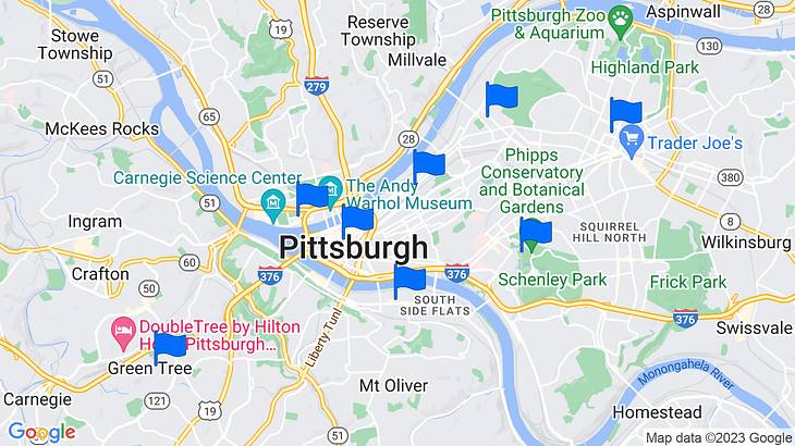 Pittsburgh Places to Stay Map