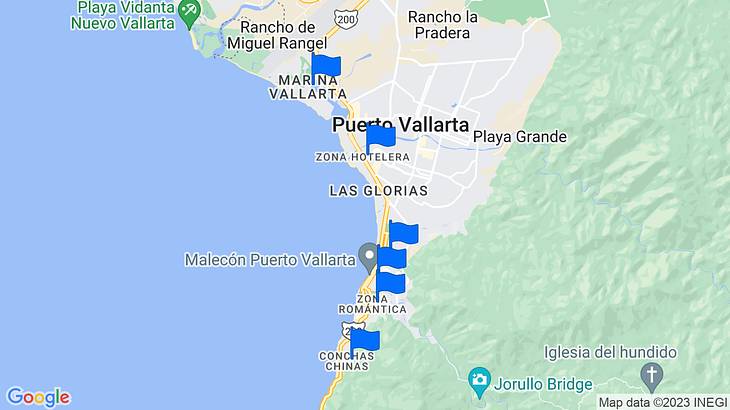 Puerto Vallarta Places to Stay Map