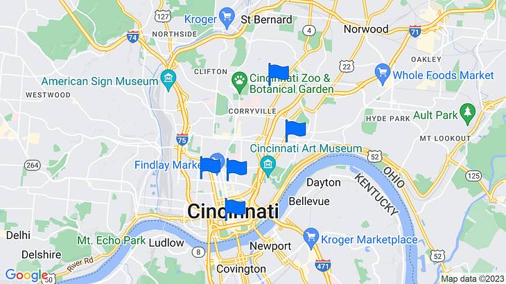 Cincinnati Places to Stay Map